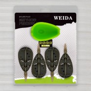 Набір фідерних годівниць Флет з силіконовою пресформою Weida XHJ-03, 4+1, 50г